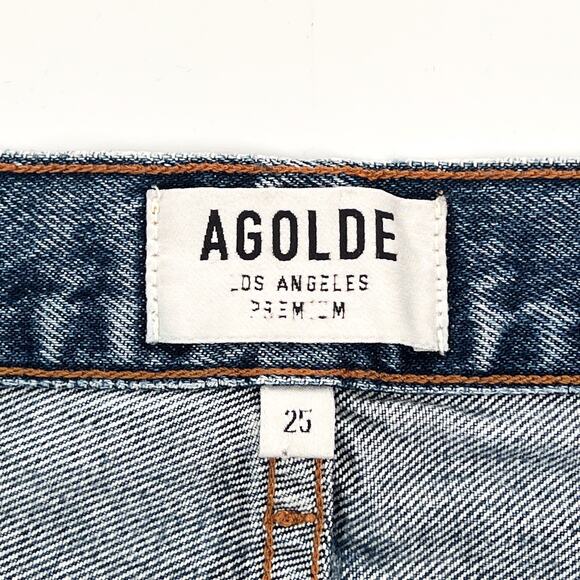 AGOLDE Parker Denim Shorts Rock Steady Distressed Raw Hem Women’s Size 25 Cotton - Picture 3 of 5